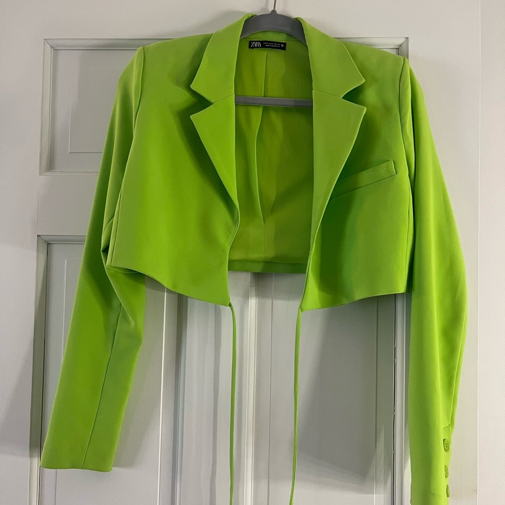 Zara Cropped Tie Blazer